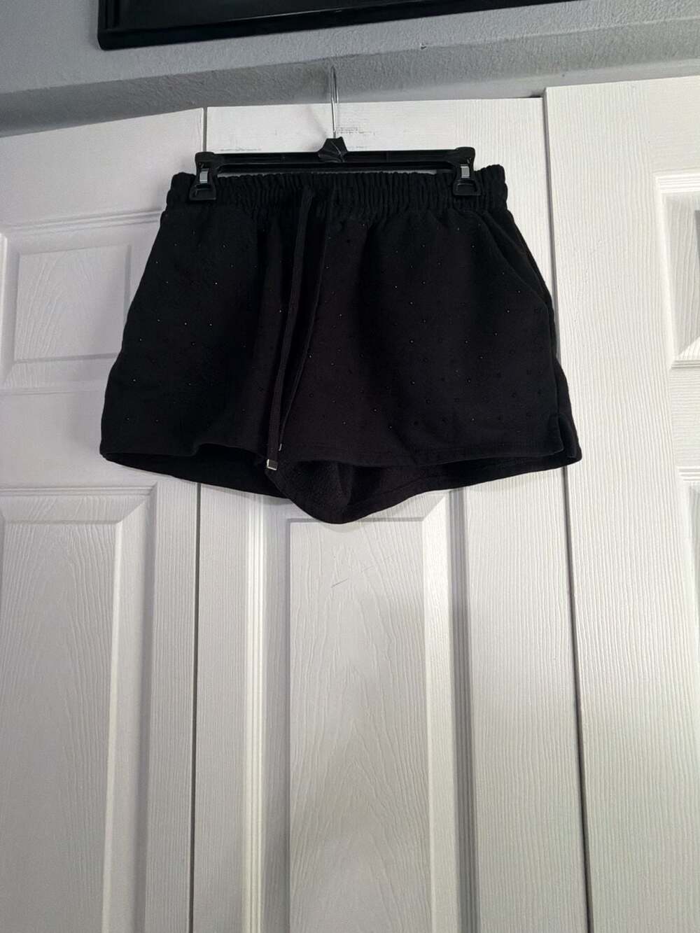 No Boundaries Black Rhinestone Embellished Drawstring Sweat Shorts
